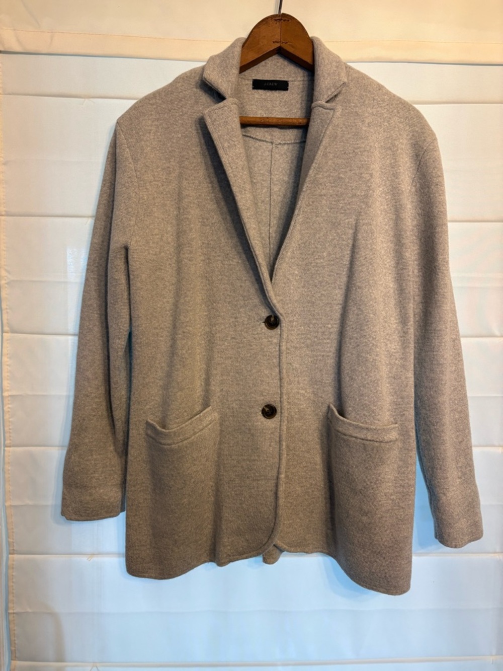 J. Crew Light Gray Single-Breasted 100% Merino Wool Sweater Blazer